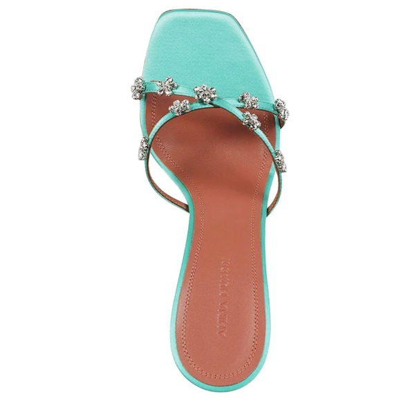 Amina Muaddi Green Crystals Lily heeled sandals in size 39.5 - Picture 3 of 10